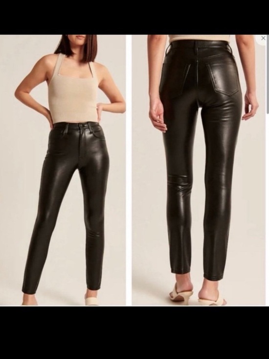 Abercrombie & Fitch Pants - Abercrombie Curve Love Vegan Leather Pants High Rise Skinny Black Short 31 NWT